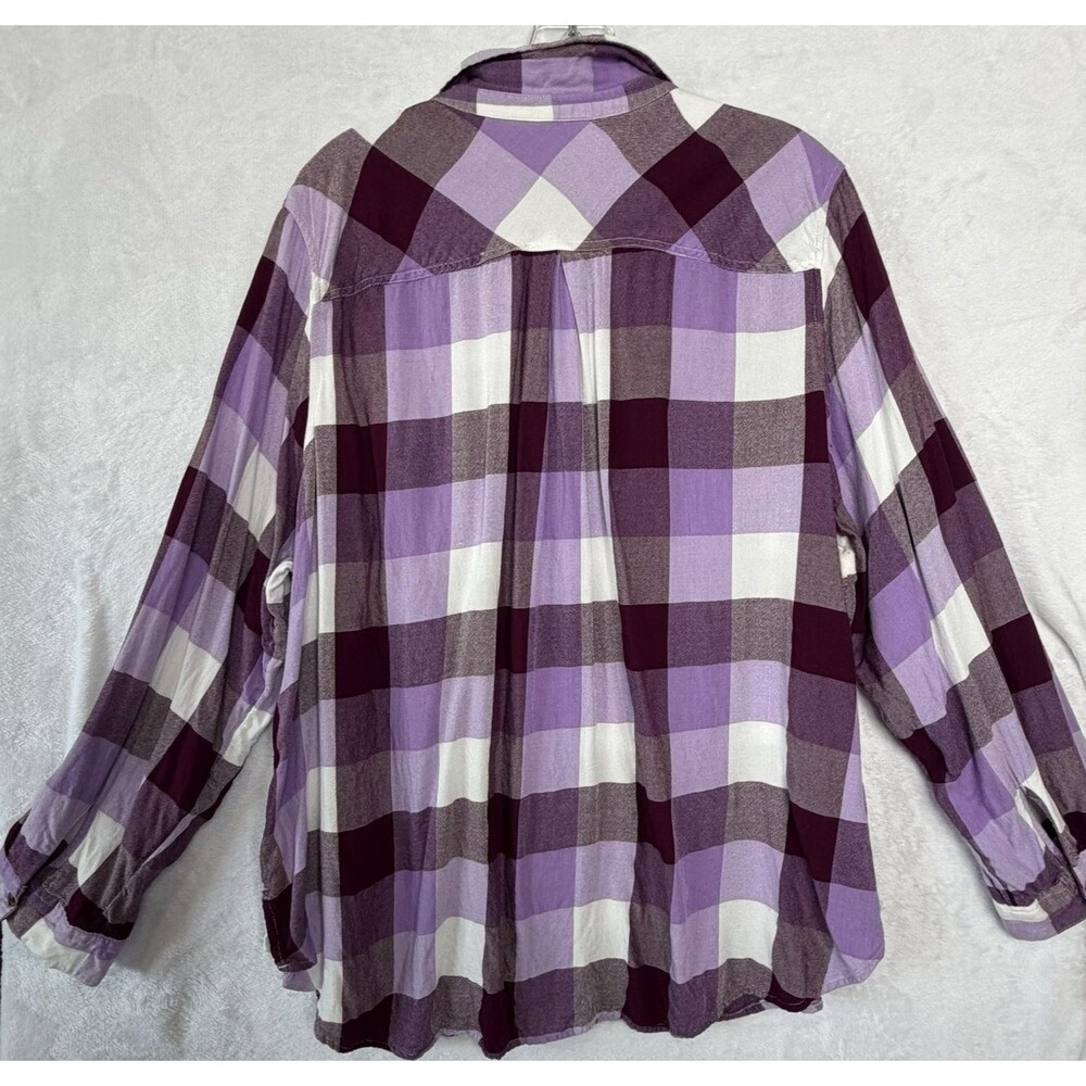Terra &‎ Sky Women's Plus Size 3X Purple Plaid Button Down Shirt - Picture 8 of 16